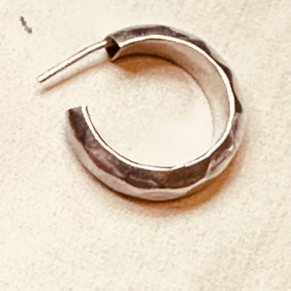 925 Sterling Silver Hoop Earrings Post Back Honeycomb Design - Picture 6 of 9